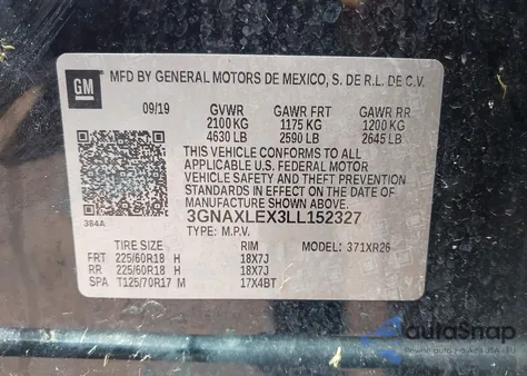 2020 Chevrolet Equinox Fwd Lt 2.0L Turbo from USA, damaged, VIN 3GNAXLEX3LL152327